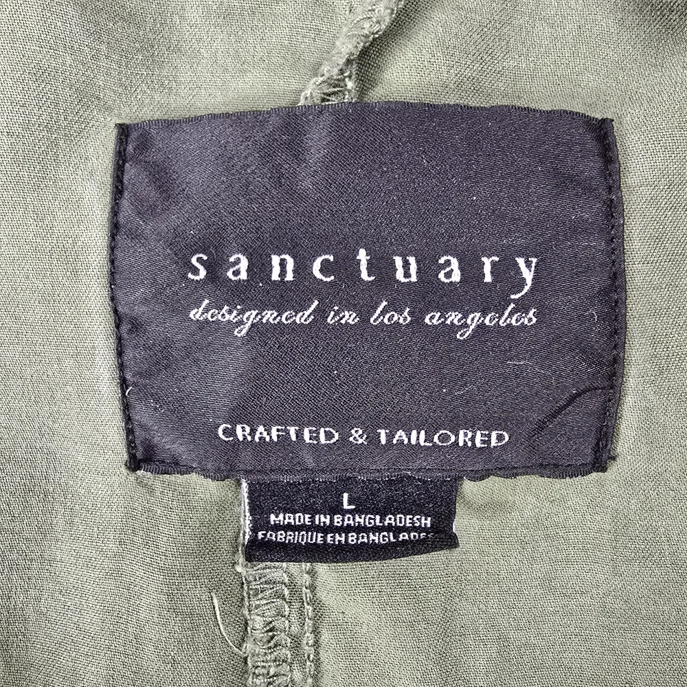 Sanctuary- Draped Utility Jacket with Waist Drawstring. Size Large. Army Green.